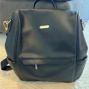 Gluci black faux leather backpack larger size